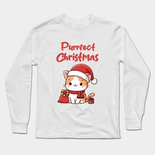Purrfect Christmas Santa Kitty Cat Long Sleeve T-Shirt